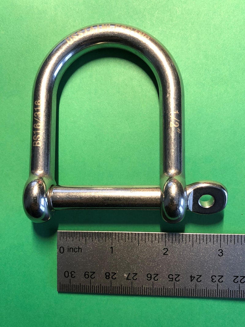 US STAINLESS Stainless Steel 316 Wide D Shackle (1/2" Wide D) - Image 2